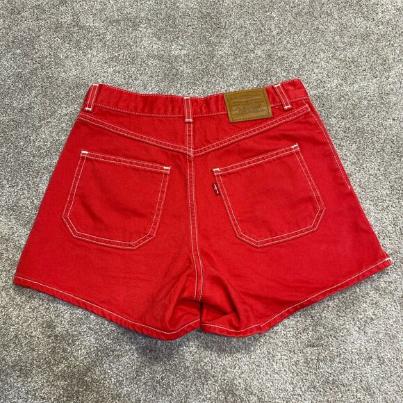 Normcore streetwear grunge Buttonfly Levi’s big E red 80s Mom Shorts 25 Denim - Picture 2 of 12